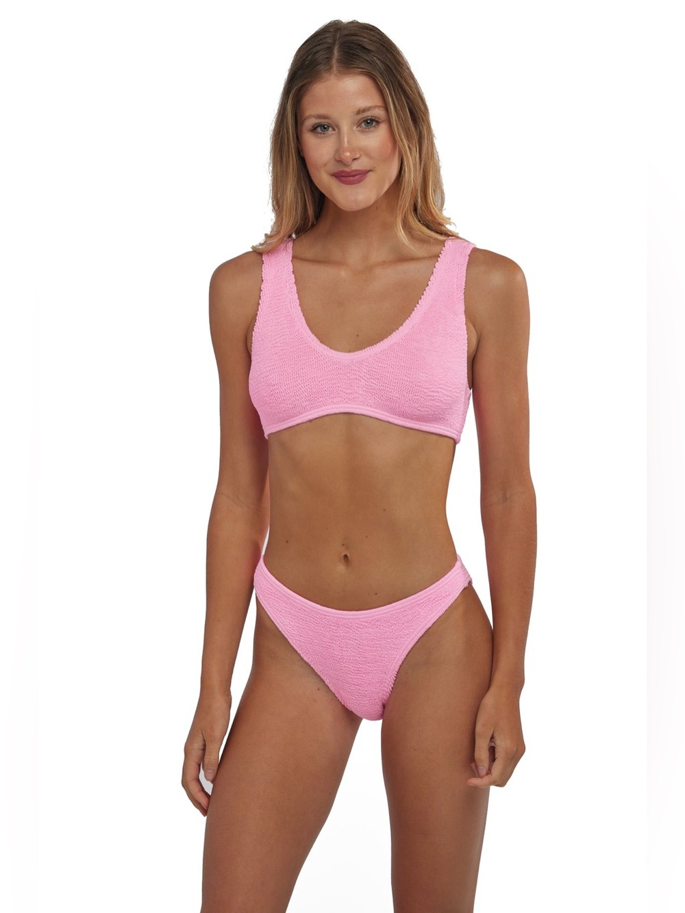 Love & Bikinis Barcelona Scoop Bikini Set in Strawberry Pink one size NWT